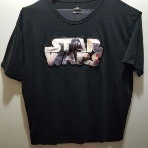 Star Wars Men's 2XL Logo Hologram Darth Vader Black Shirt Disney